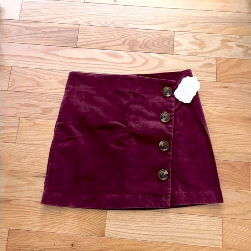 NWT Altar'd State Burgundy Corduroy Mini Skirt